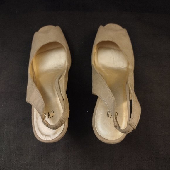 GAP Peep Toe Metallic Suede Platform Heels Pumps size 8 - Picture 4 of 7